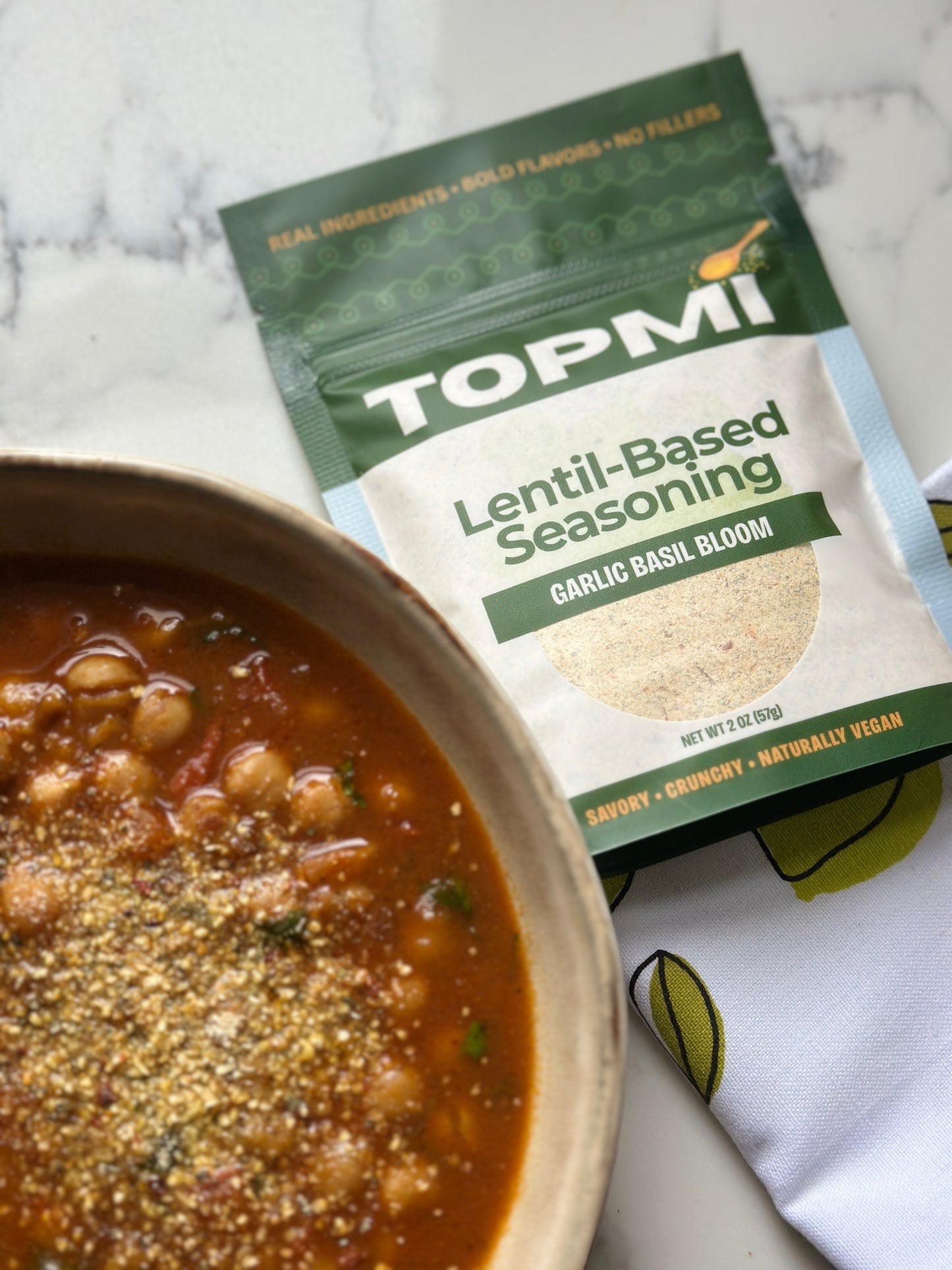 Garlic Basil Bloom — Lentil-Based Seasoning